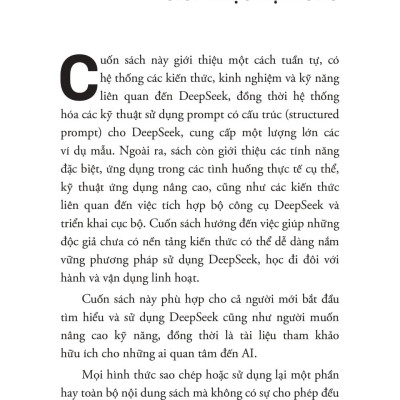 Sách - Deepseek Ứng Dụng - Làm Chủ AI Mã Nguồn Mở, Từ Cơ Bản Đến Thực Chiến