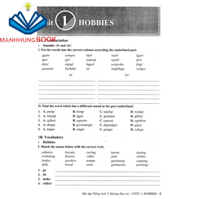 Sách-Bài Tập Tiếng Anh 7 - Không Đáp Án (Bám Sát SGK Kết Nối)