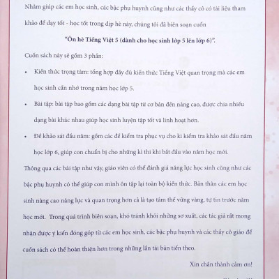 Ôn Hè Tiếng Việt 5 (Dành Cho Học Sinh Lớp 5 Lên Lớp 6) (2022)