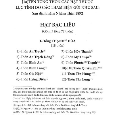Nam Kỳ Địa Hạt Tổng Thôn Danh Hiệu Mục Lục - San Định Năm Nhâm Thìn 1892