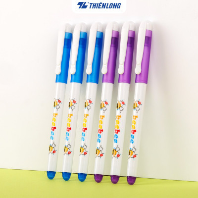 Hộp 10 cây Bút lông kim - Bút mực nước Beebee Thiên Long FL-04 mực tím
