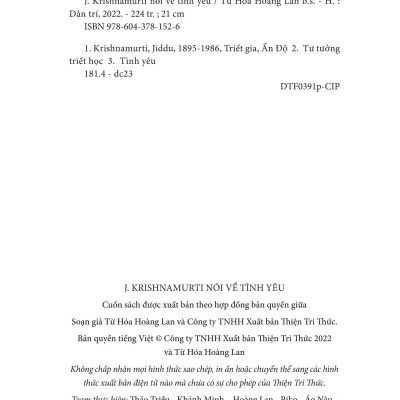 J. Krishnamurti Nói Về Tình Yêu