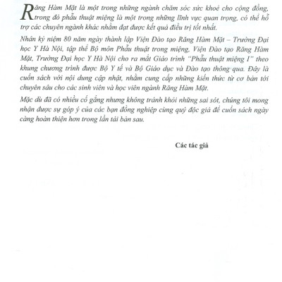 Phẫu Thuật Miệng I (Sách dùng cho sinh viên Răng Hàm Mặt)