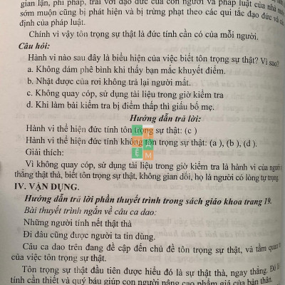 Sách - Hướng dẫn trả lời câu hỏi và bài tập Giáo dục công dân lớp 6 (Chân trời sáng tạo)