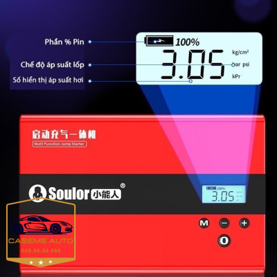 Kích Bình Ô Tô, Bộ Kích Ắc Quy Ô Tô Đa Năng 4IN1 Soulor Kích Điện Ô Tô, Bơm Lốp Ô Tô, Sạc Dự Phòng, Đèn Pin - Hàng Nhập Khẩu
