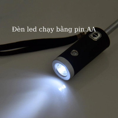 Ô dù thời trang tự động 2 chiều một nút bấm chống tia UV có đèn LED xoay 10 nan logo xe hơi cao cấp