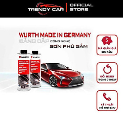 Sơn phủ gầm Ô Tô Cao Su Non WURTH Đức 1000 ml màu Đen chuyên dụng cho gara ô tô làm sàn xe, hốc bánh xe cách ồn hiệu quả
