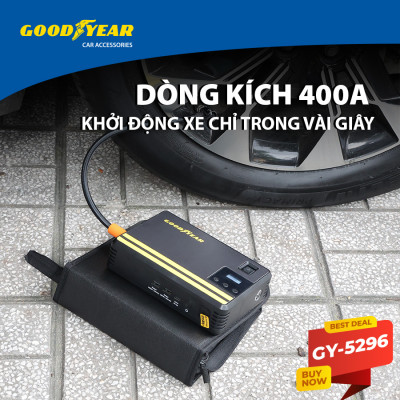 Bộ Kích Bình 400A Kiêm Bơm Lốp Xe GOODYEAR GY-5296 Đa Chức Năng Sạc Dự Phòng 10400mAh Đèn LED Khẩn Cấp - Nhập Khẩu Chính Hãng