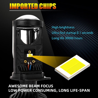 Bóng đèn led Bi cầu led Mini chân H4, H7, H11  Y10 Bản Nâng Cấp Hiệu Suất Cắt Sáng Chống Chói