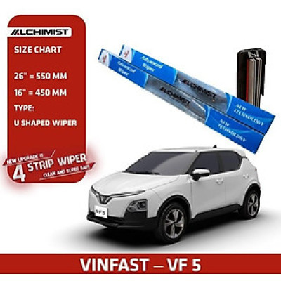 Gạt Mưa Xe Ô tô VINFAST Loại Silicon 4 Lưỡi Cao Cấp, Thiết Kế Thông Minh, Gạt Êm Và Sạch Hơn