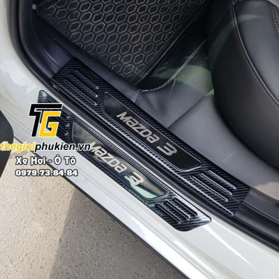 Combo ỐP BẬC CỐP VÀ BẬC CỬA xe Mazda 3 2020 vân Carbon