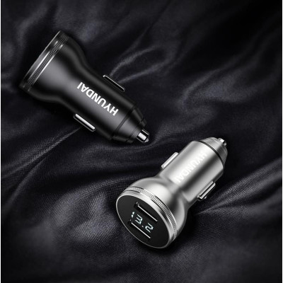 Tẩu Sạc Ô Tô Hyundai chính hãƞg HY36C 2 USB Có Đồng Hồ Led