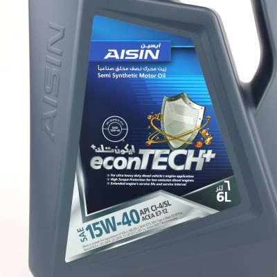 Nhớt Động Cơ AISIN ECSI1546P 15W-40 CI4 / SL Econtech+ Semi Synthetic 6L