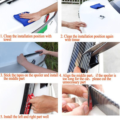 Cánh Gió Đuôi Xe Hơi Đuôi Gió Cốp Xe Hơi Bằng Sợi Cacbon TPU Cho Xe Sedan chất liệu cao su cao cấp cấu tạo 3 khúc dễ lắp