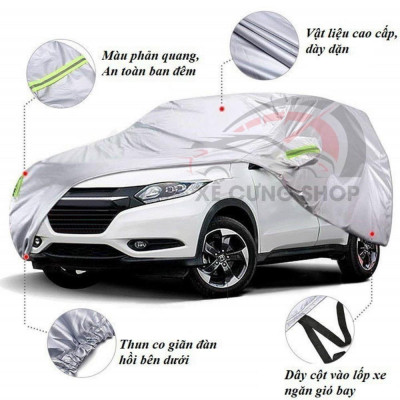 Bạt phủ vải dù OXFORD Chevrolet Spark,Aveo,Cruze,Traiblazer,Colorado,Captiva,Orlander bạt phủ 3 lớp có khóa kéo cánh cửa