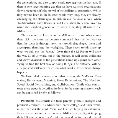 The M-Factor: How the Millennial Generation Is Rocking the Workplace