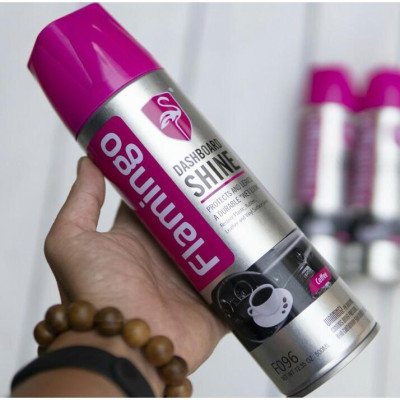 Bình xịt dưỡng bóng nội thất và đồ da ô tô hương cafe - Flamingo F096 500ml - Vệ sinh Nội thất ô tô Trendy Car