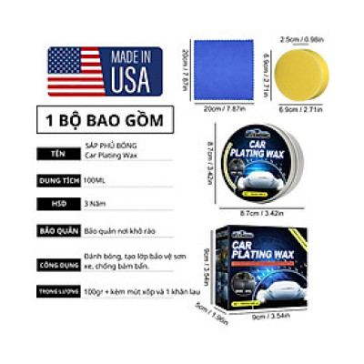 [Tặng Kèm Khăn Lau] Sáp Đánh Bóng Xe Máy, Ô Tô - CAR PLATING WAX - Phủ Ceramic Wax Làm Đẹp Xe - Đánh Sạch Vết Xước Xe