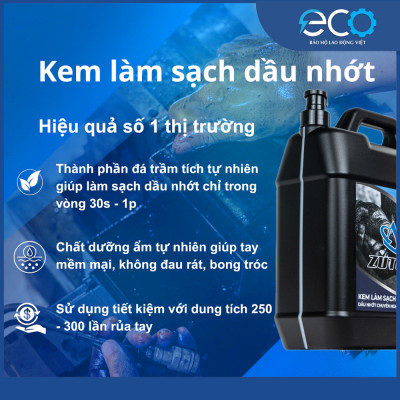 ZUTOZ dung dịch rửa tay công nghiệp – Tẩy sạch dầu nhớt, mỡ nặng, keo, sơn – Bảo vệ da – Chai 1 Lít