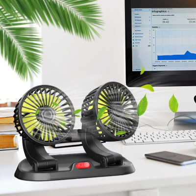 [Quạt Đôi Xe Tải 24V] Quạt Đôi Để Taplo ÔTô Xoay 360 Độ – Quạt Mini Thông Minh Để Trên Ô Tô Nhỏ Gọn Cực Mát Hàng Cao Cấp