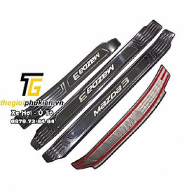 Bộ Ốp bậc cửa, Nẹp bước chân Mazda 3 2015-2019 vân Carbon