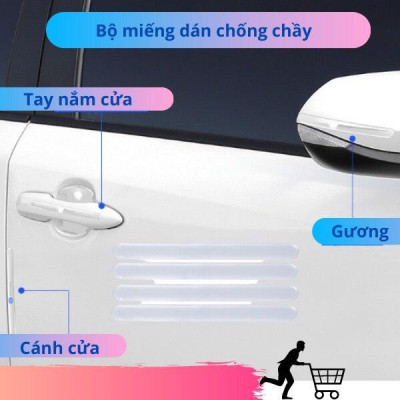 Bộ 10 Miếng Dán Silicone Trong Suốt Chống Xước Hõm Cửa Và Tay Nắm Cửa hõm cửa Nội thất Ô Tô