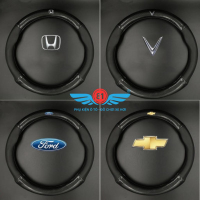 [Có LoGo Theo Hãng Xe] Bọc Vô Lăng Vân Cacbon Cao Cấp - Vừa Cho Xe 4 Chỗ, 7 Chỗ - Full Logo Các Hãng Xe - Kích Cỡ 38Cm