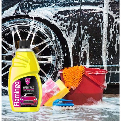 Dung Dịch Rửa Xe Không Chạm Wash Wax siêu bóng - Nước Rửa Xe Ô Tô, Xe Máy 500ML(hàng chính hãng) FLAMINGO F351 500ml