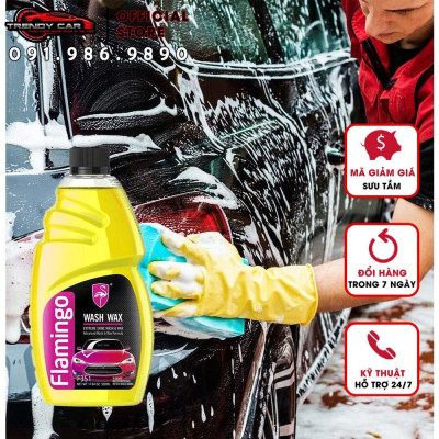 Dung Dịch Rửa Xe Không Chạm Wash Wax siêu bóng - Nước Rửa Xe Ô Tô, Xe Máy 500ML(hàng chính hãng) FLAMINGO F351 500ml