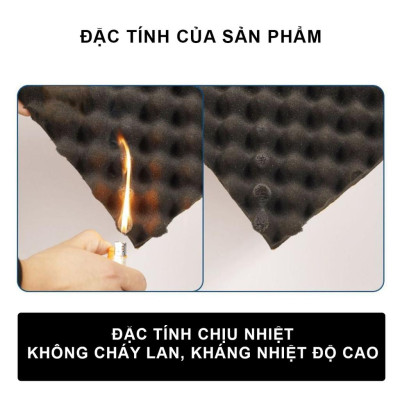 Mút trứng tiêu Âm, Bông Hấp Thụ Âm Thanh Ô Tô Chịu Nhiệt, chống cháy, chống thấm màu đen