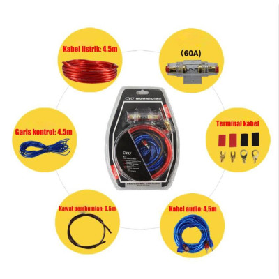 Bộ Dây Nguồn dây tín hiệu AV, cầu chì Lắp Sub Điện, Bộ kit Sub Trầm, Âmly Ô Tô- Phụ Kiện Âm Thanh Ô Tô KUERTH