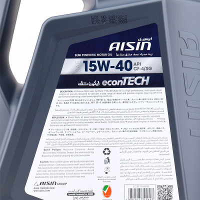 Dầu Nhớt Bán Tổng Hợp AISIN Econtech+ CF4/SG 15W40 6 Lít ECSF1546P - Nhập Khẩu Chính Hãng