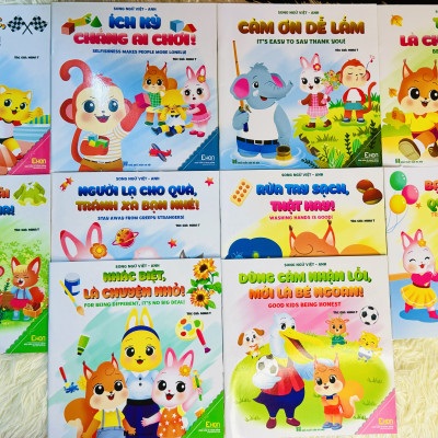 Sách Truyện Ehon Nhật Bản- Combo 10 cuốn Sách Ehon Ươm Mầm Kỹ Năng Sống dành cho trẻ (Song ngữ Việt Anh)