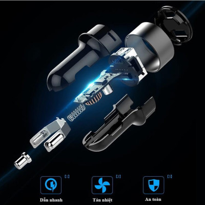 Tẩu Sạc Ô Tô Hyundai chính hãƞg HY36C 2 USB Có Đồng Hồ Led