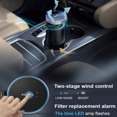 Máy khử mùi, lọc không khí dạng cốc trên xe ô tô cao cấp thương hiệu Philips GP5601 - Công suất: 5.5W - Điện áp: 5V DC/1A - UVC LED - Hàng Nhập Khẩu