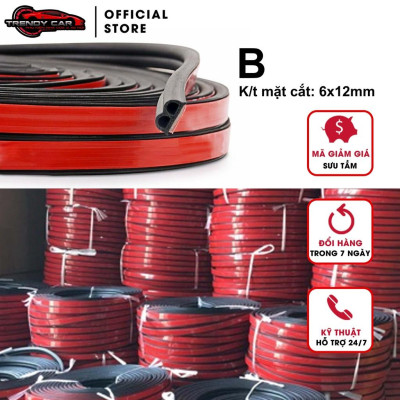 Cuộn 12 mét Gioăng cao su chống ồn chữ B cho ô tô | Ron cao su chữ B cách âm chống ồn cho xe hơi và Nhà cửa