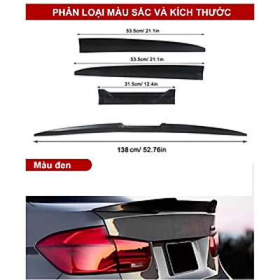 Cánh Gió Đuôi Xe Hơi Đuôi Gió Cốp Xe Hơi Bằng Sợi Cacbon TPU Cho Xe Sedan chất liệu cao su cao cấp cấu tạo 3 khúc dễ lắp