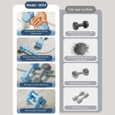 BG Tạ tay 314 tạ tập tay lõi bê tông bọc nhựa PVC cao cấp tập gym tại nhà (hàng nhập khẩu)