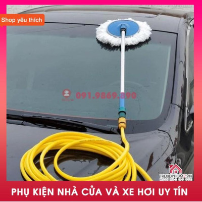 Chổi rửa xe 2 trong 1 kèm vòi nước đa năng tiện lợi hàng tốt bền bỉ tạo bọt, cây lau xe xịt nước | Ô tô Trendy Car