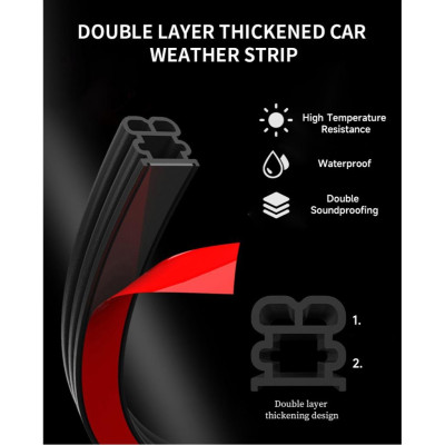 Gioăng Cao Su cao cấp Hai Lớp Cách Âm Chống Nước Dán Cửa Xe Hơi, Mui Xe Cách âm chống bụi chống ồn Ô tô