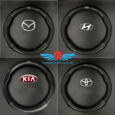 [Có LoGo Theo Hãng Xe] Bọc Vô Lăng Vân Cacbon Cao Cấp - Vừa Cho Xe 4 Chỗ, 7 Chỗ - Full Logo Các Hãng Xe - Kích Cỡ 38Cm
