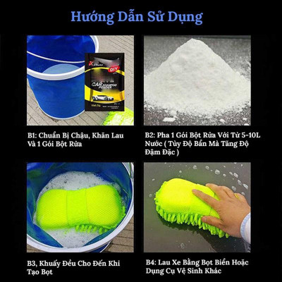 Bột Rửa Xe Không Chạm Car Shompoo DIY 5 Gram Công thức tạo bọt Bubble King Gói rửa ô tô cao cấp