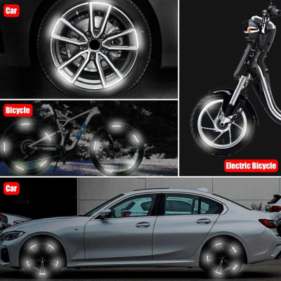 Set 10 Miếng Dán Phản Quang Ban Đêm Trang Trí Viền Bánh Xe Hơi cảnh báo an toàn cánh cửa cho xe hơi xe máy ô tô