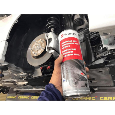 Sơn phủ gầm Ô Tô Cao Su Non WURTH Đức 1000 ml màu Đen chuyên dụng cho gara ô tô làm sàn xe, hốc bánh xe cách ồn hiệu quả