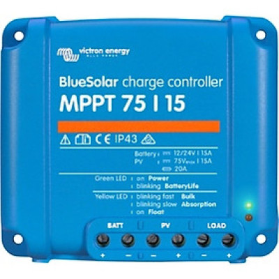 Bộ biến đổi điện năng từ tấm pin năng lượng mặt trời BlueSolar MPPT 75/15 Retail của Victron Energy nhập khẩu từ Hà Lan