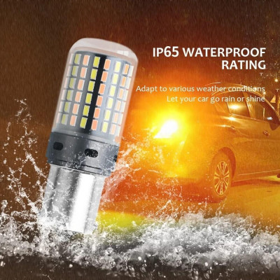 Hộp 2 Chiếc Xi Nhan CANBUS Không Lỗi 1156 P21W BA15S PY21W BAU15S 7440 W21W T20 3014 120SMD Xe DRL Nhan 2 Màu 2 Trong 1