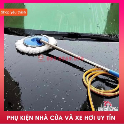 Chổi rửa xe 2 trong 1 kèm vòi nước đa năng tiện lợi hàng tốt bền bỉ tạo bọt, cây lau xe xịt nước | Ô tô Trendy Car