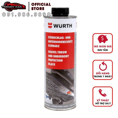 Sơn phủ gầm Ô Tô Cao Su Non WURTH Đức 1000 ml màu Đen chuyên dụng cho gara ô tô làm sàn xe, hốc bánh xe cách ồn hiệu quả