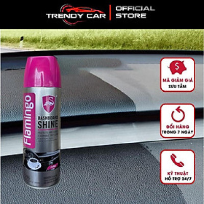 Bình xịt dưỡng bóng nội thất và đồ da ô tô hương cafe - Flamingo F096 500ml - Vệ sinh Nội thất ô tô Trendy Car