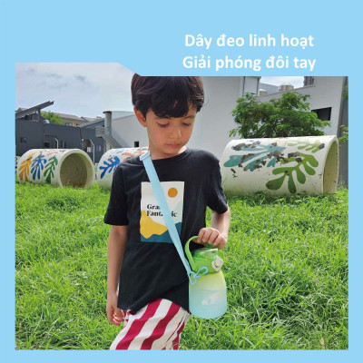 BÌNH UỐNG NƯỚC CÓ ỐNG HÚT CHO BÉ BẰNG NHỰA TRITAN KU5621 - 600ML